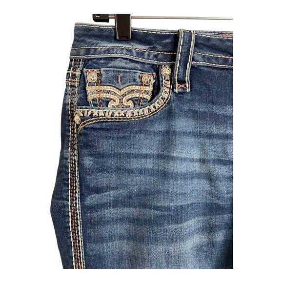 Rock Revival women’s 30” Meri Easy Boot jeans contrast stitching western bottom - Picture 9 of 14